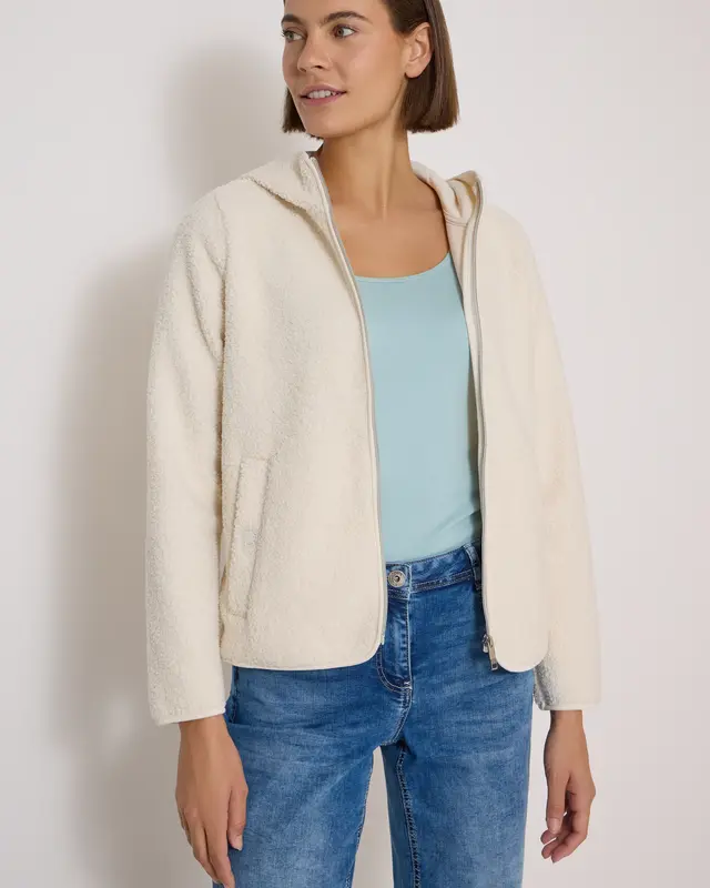 Cecil Teddy Jacket with Hood - Teddy Vanilla White