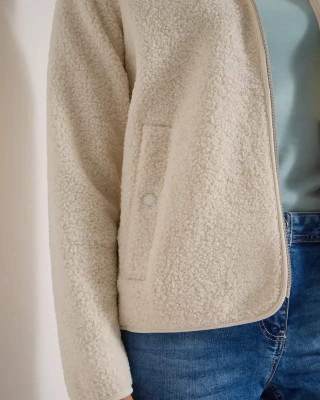 Cecil Teddy Vest met Capuchon - Teddy Vanilla White