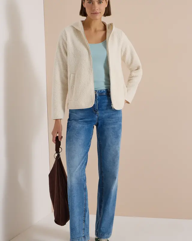 Cecil Teddy Jacke mit Kapuze - Teddy Vanilla White