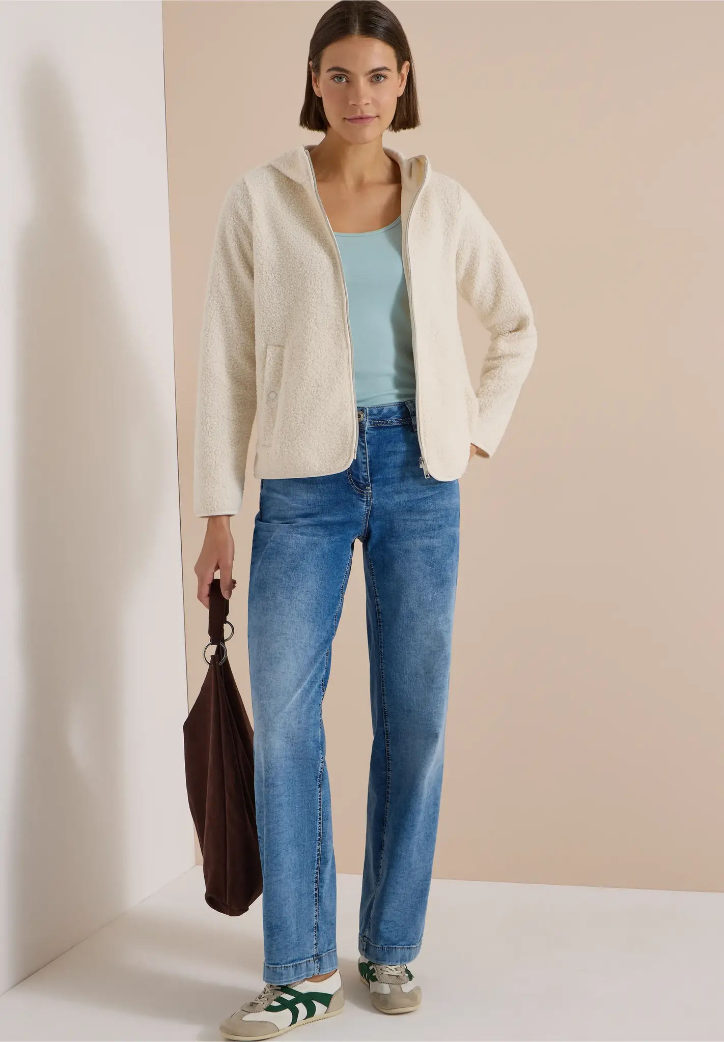Cecil Teddy Vest met Capuchon - Teddy Vanilla White