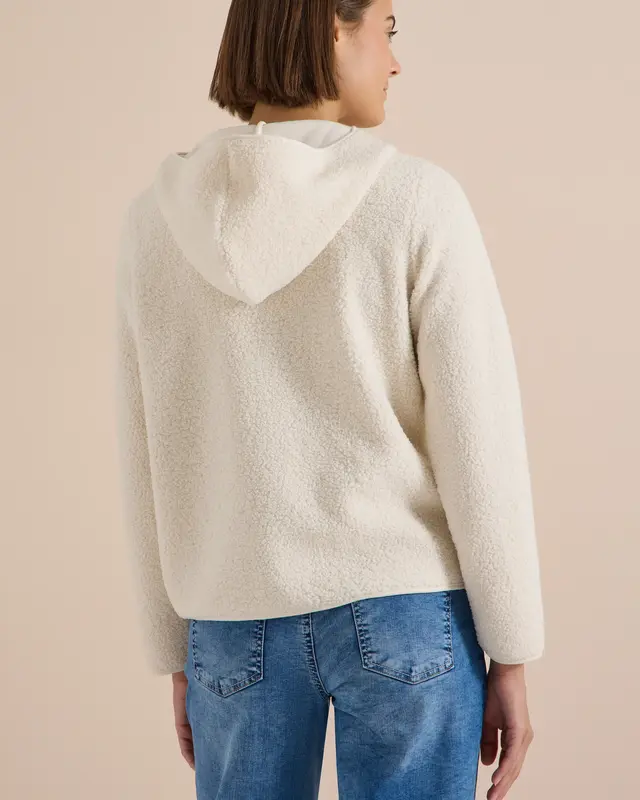 Cecil Teddy Vest met Capuchon - Teddy Vanilla White