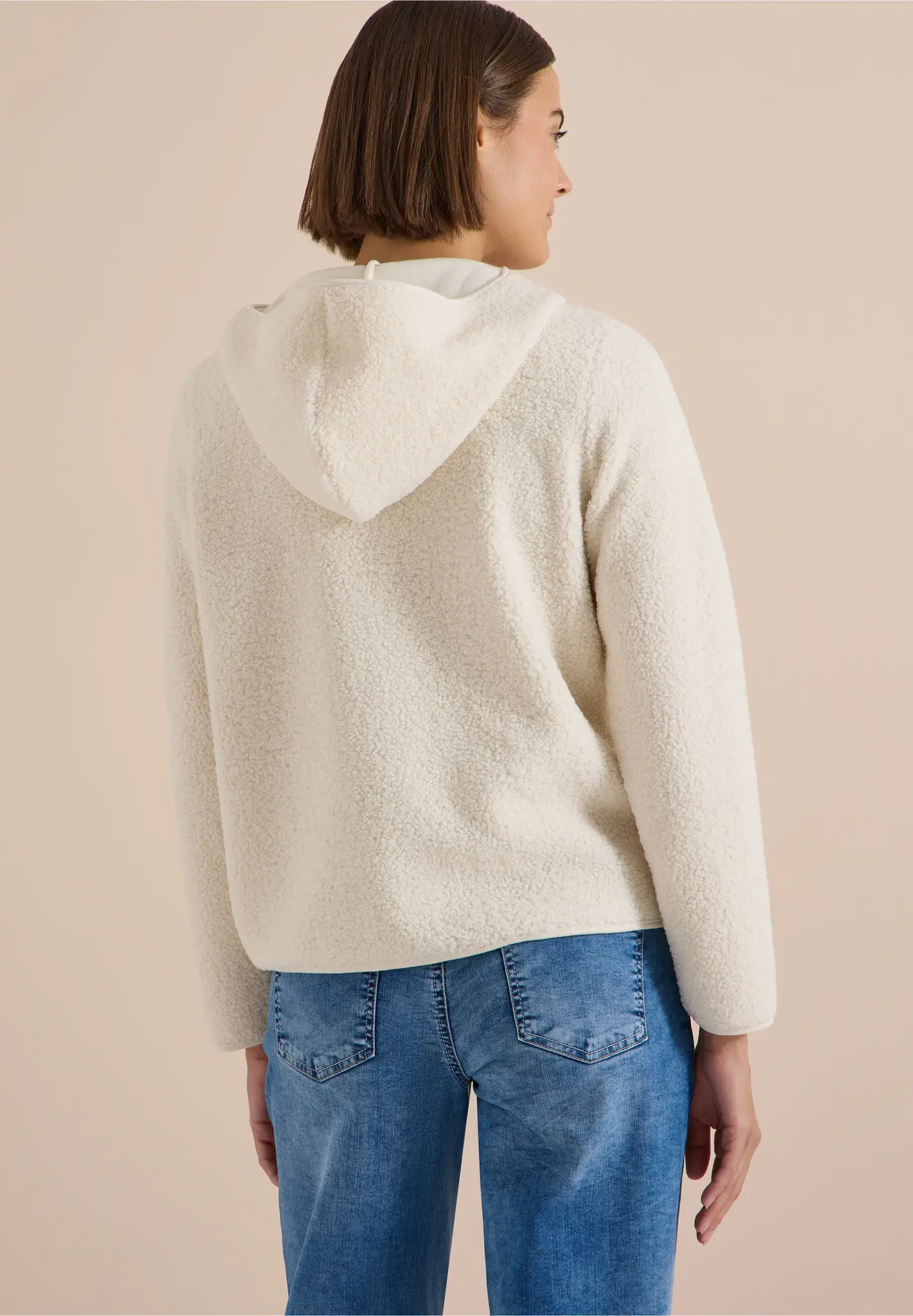 Cecil Teddy Vest met Capuchon - Teddy Vanilla White
