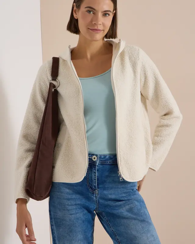 Cecil Teddy Vest met Capuchon - Teddy Vanilla White