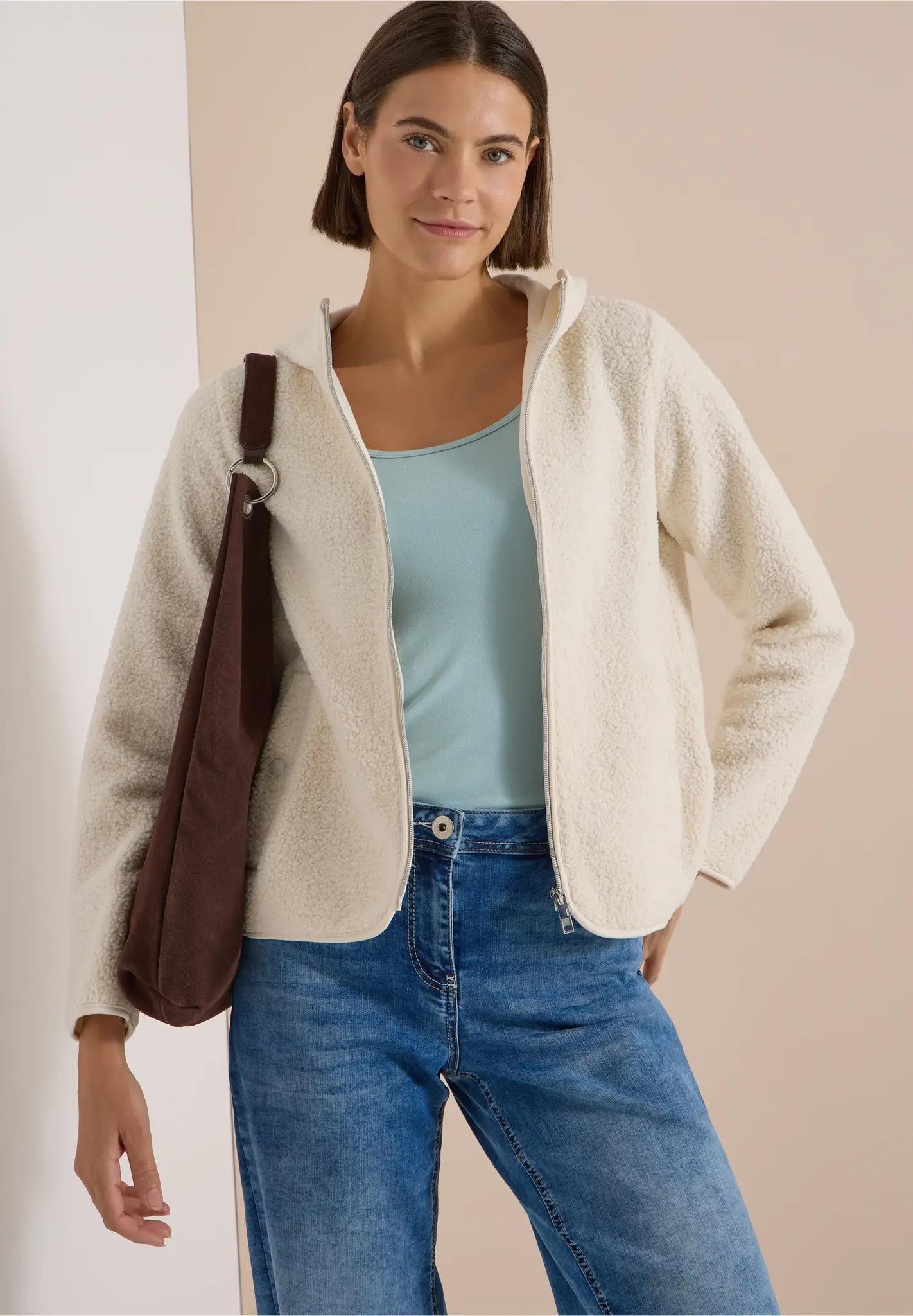 Cecil Teddy Jacket with Hood - Teddy Vanilla White