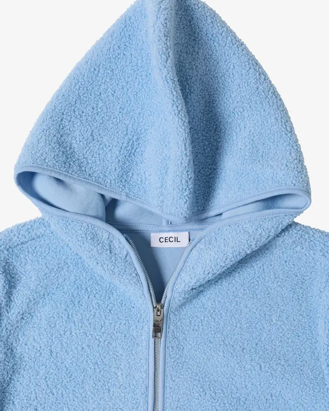 Cecil Teddy Jacke mit Kapuze - Easy Blue