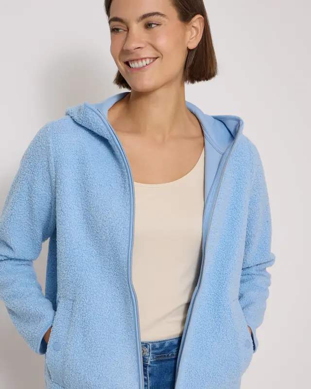 Cecil Teddy Jacke mit Kapuze - Easy Blue