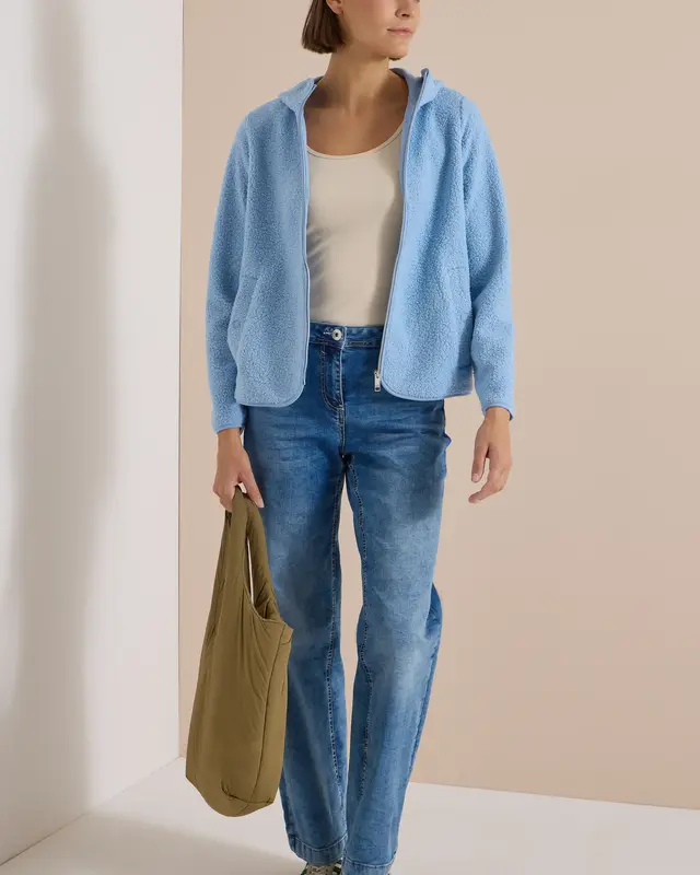 Cecil Teddy Jacket with Hood - Easy Blue