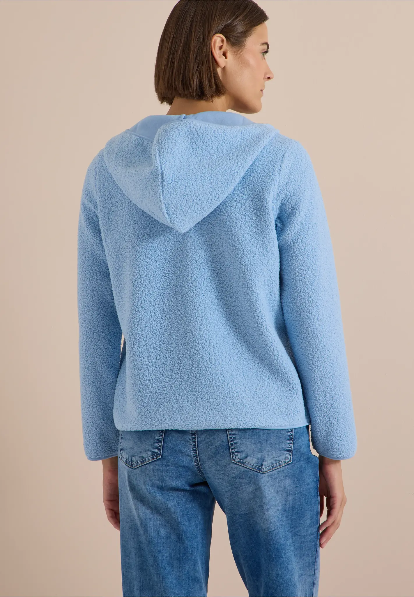 Cecil Teddy Jacket with Hood - Easy Blue