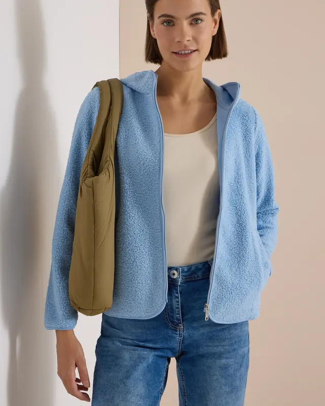 Cecil Teddy Jacke mit Kapuze - Easy Blue