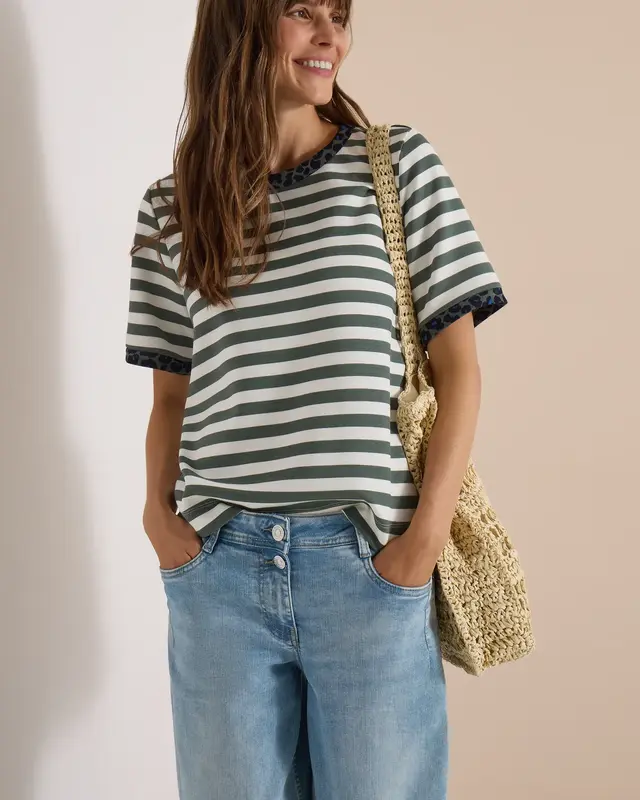Cecil Shirt met Luipaarddetail - Dried Olive Green