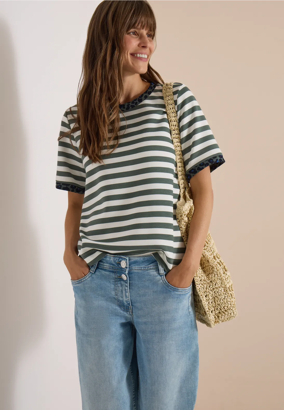 Cecil Shirt mit Leo-Detail - Dried Olive Green