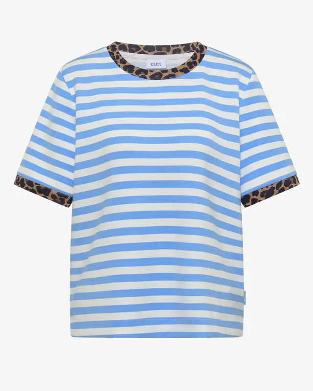 Cecil Shirt met Luipaarddetail - Easy Blue