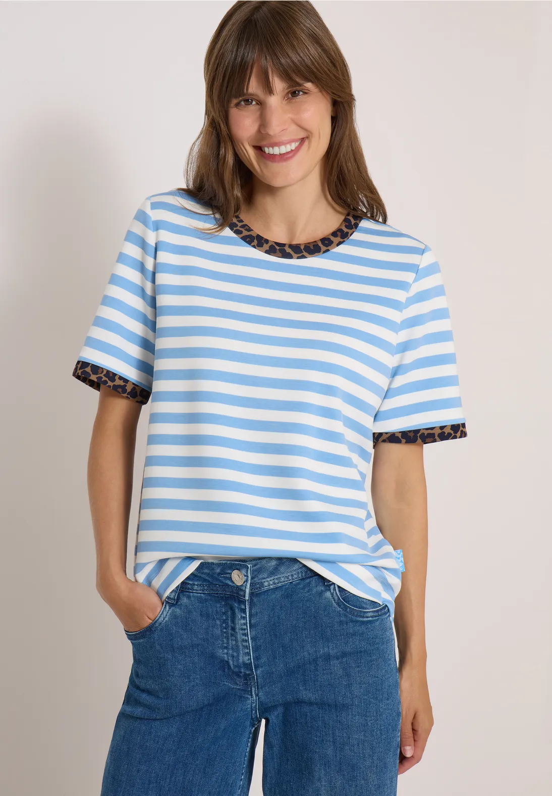 Cecil Shirt met Luipaarddetail - Easy Blue