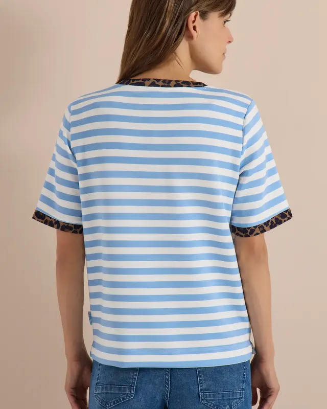Cecil Shirt met Luipaarddetail - Easy Blue