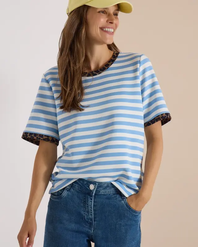 Cecil Shirt met Luipaarddetail - Easy Blue