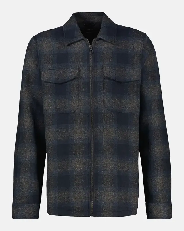 Lerros Checkered Shirt with Zipper - Classic Navy