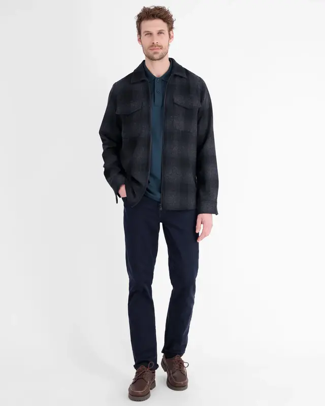 Lerros Checkered Shirt with Zipper - Classic Navy