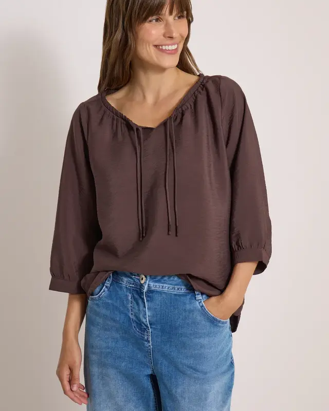 Cecil Carmen Bluse - Brown Cacao