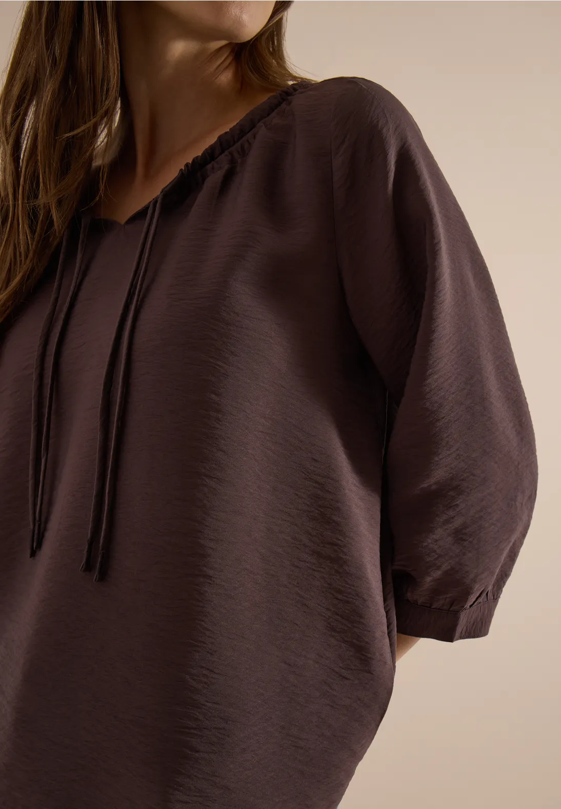 Cecil Carmen Bluse - Brown Cacao