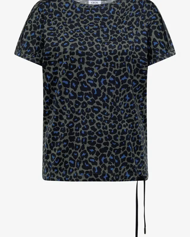 Cecil Shirt with Leopard Print - Dried Olive Green
