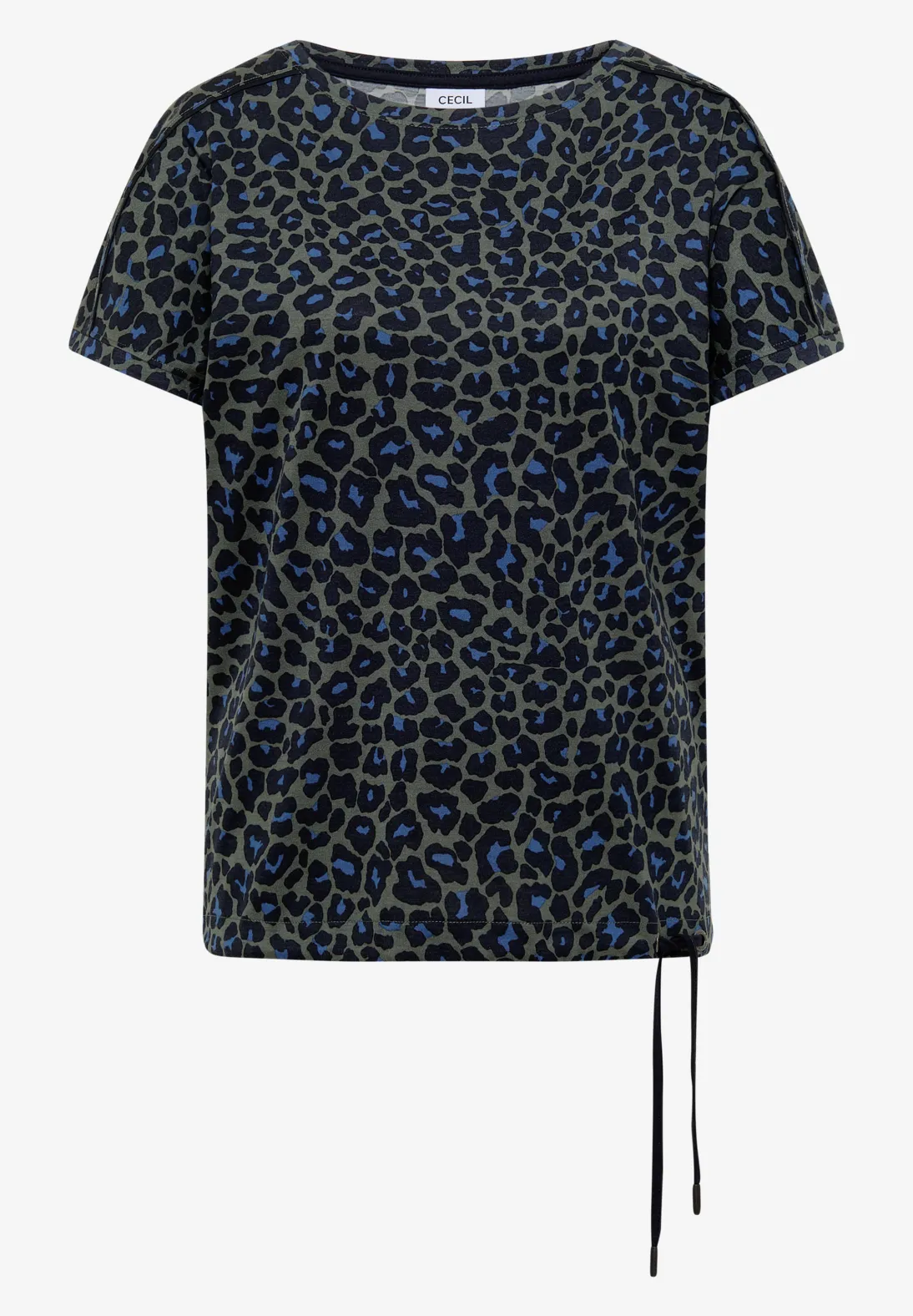 Cecil Shirt with Leopard Print - Dried Olive Green