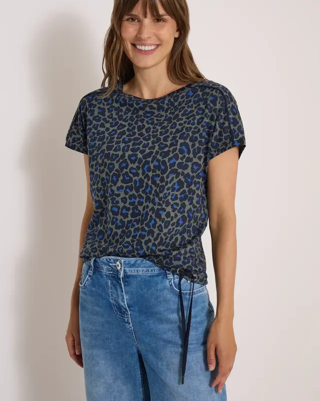 Cecil Shirt with Leopard Print - Dried Olive Green