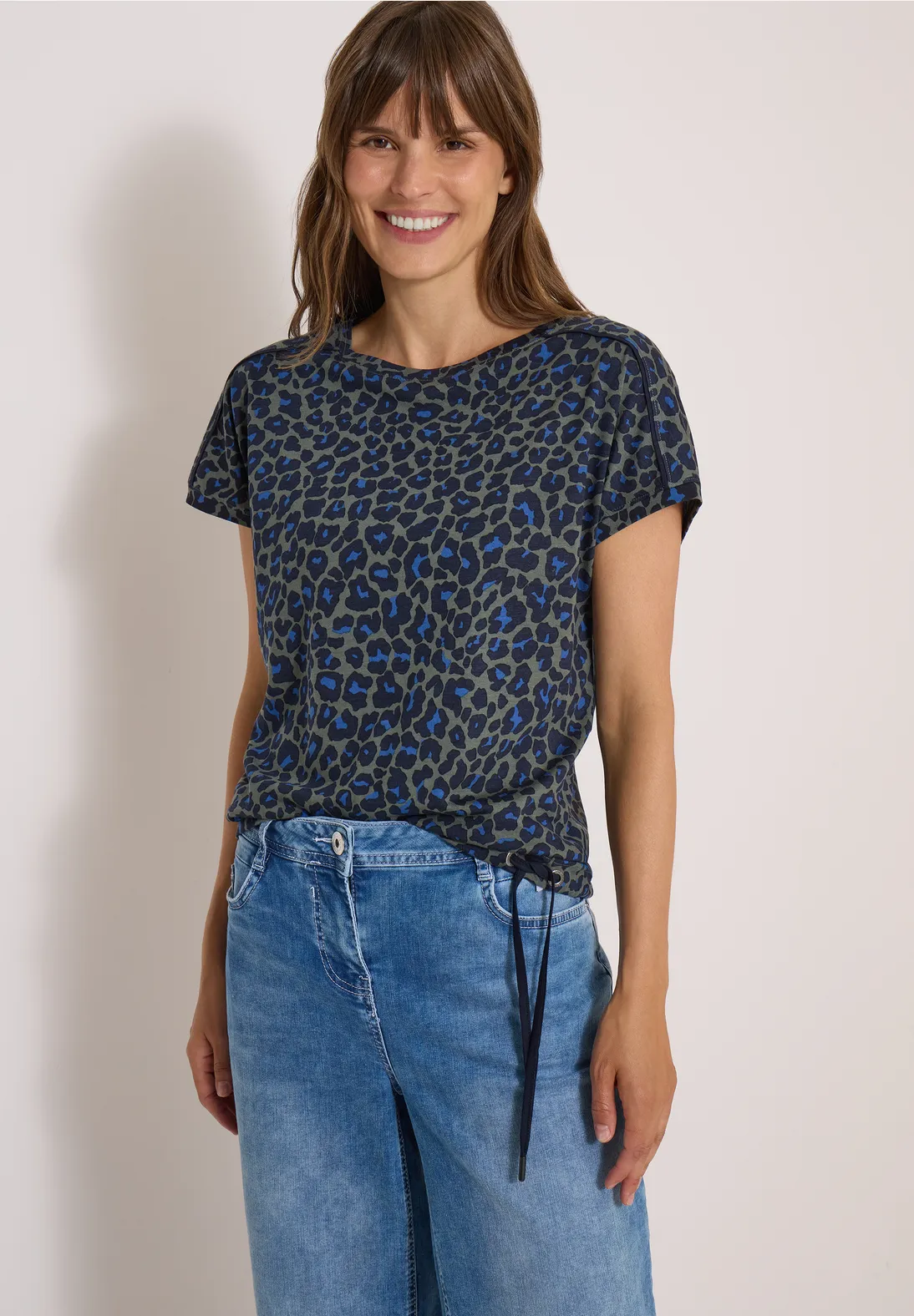Cecil Shirt with Leopard Print - Dried Olive Green