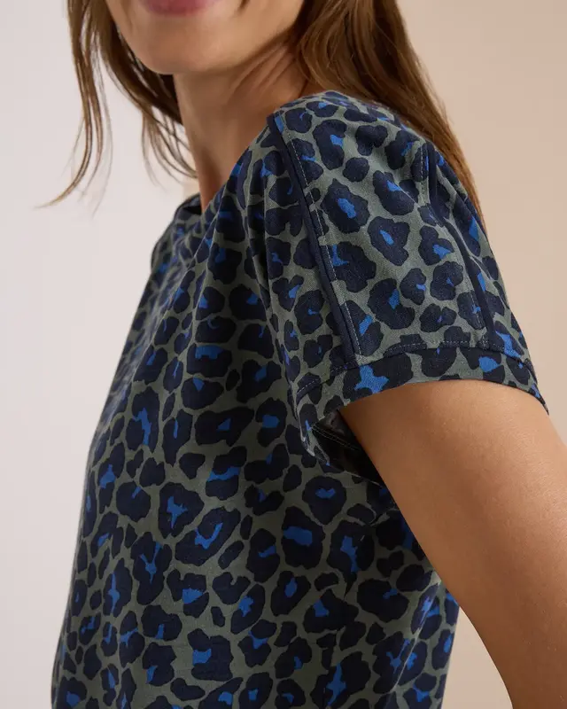 Cecil Shirt with Leopard Print - Dried Olive Green