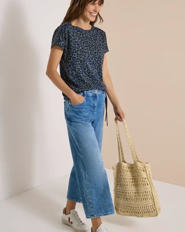 Cecil Shirt with Leopard Print - Dried Olive Green