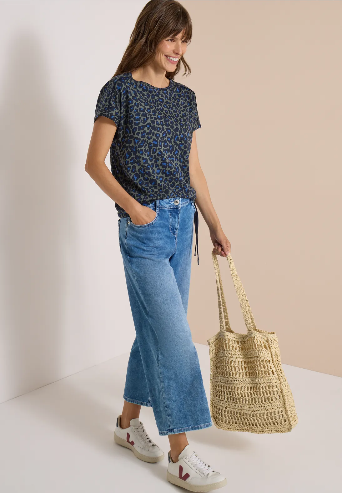 Cecil Shirt with Leopard Print - Dried Olive Green