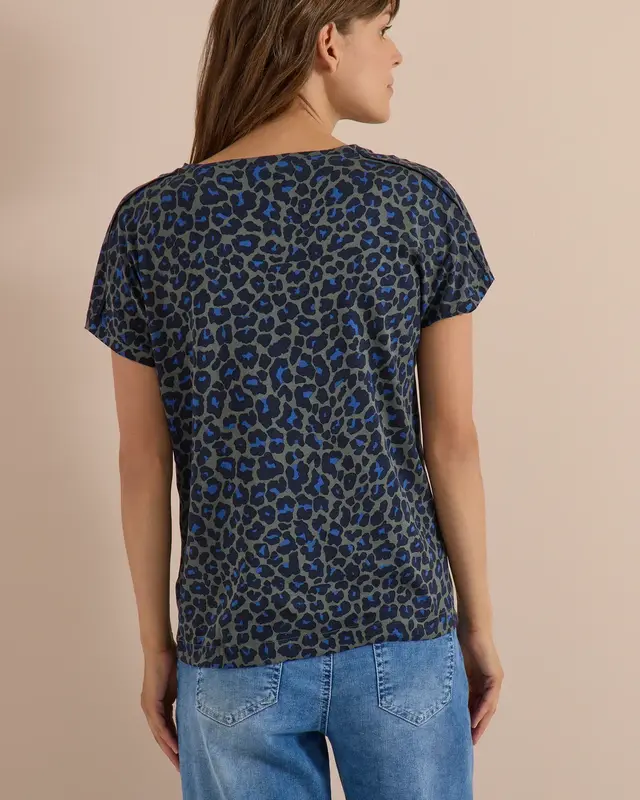 Cecil Shirt with Leopard Print - Dried Olive Green