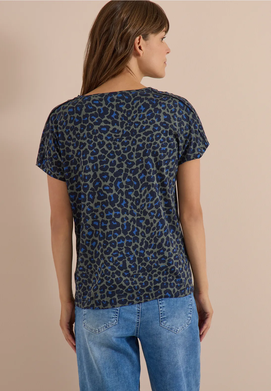 Cecil Shirt with Leopard Print - Dried Olive Green