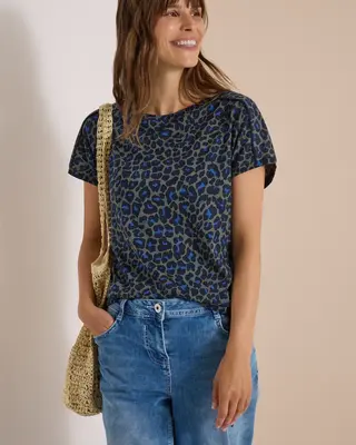Cecil Shirt with Leopard Print - Dried Olive Green