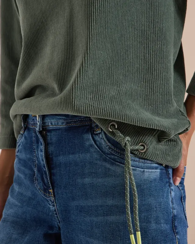 Cecil Corduroy Shirt met Trekkoord - Dried Olive Green