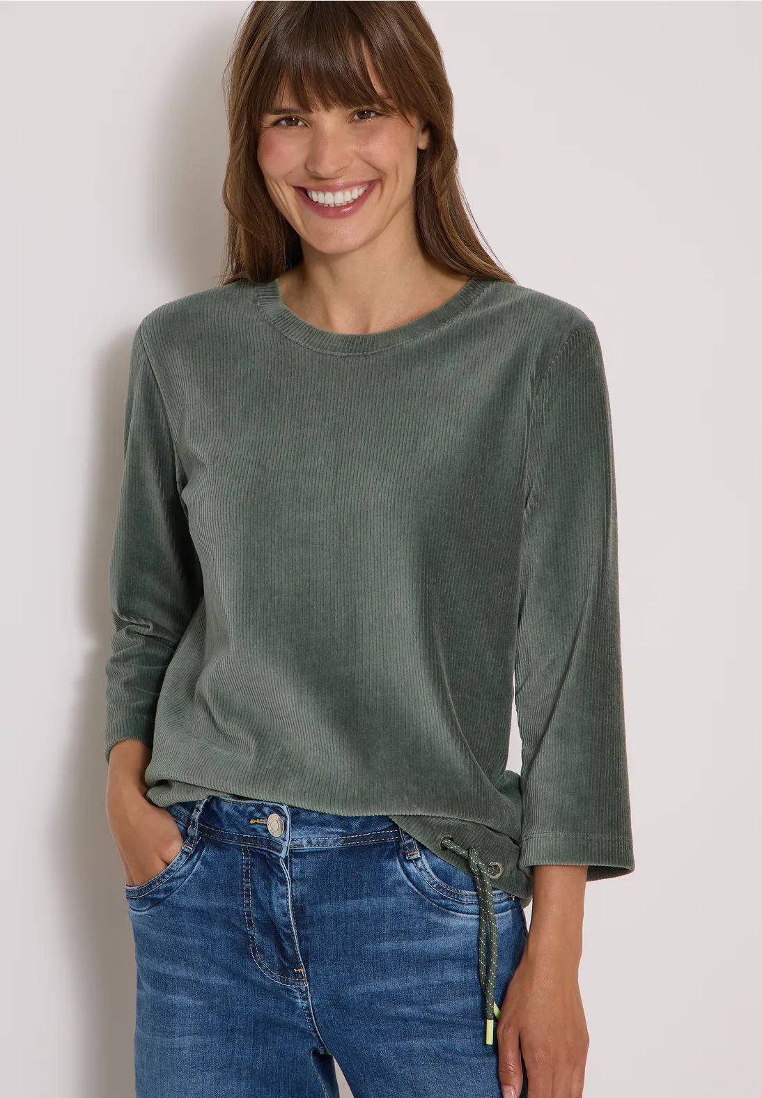 Cecil Corduroy Shirt met Trekkoord - Dried Olive Green