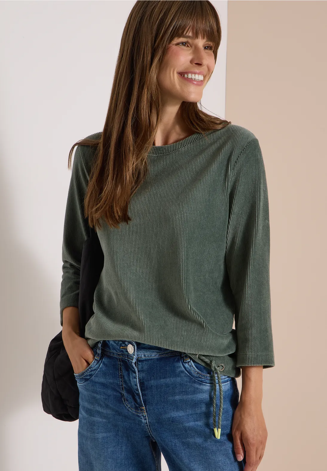 Cecil Corduroy Shirt met Trekkoord - Dried Olive Green