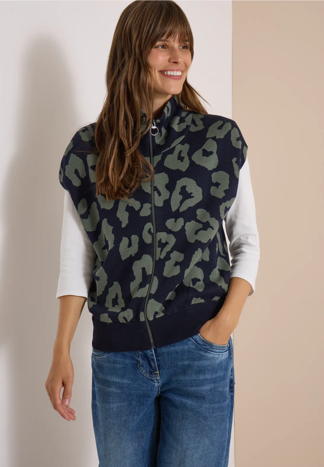 Cecil Vest met Kraag en Rits - Urban Dark Blue