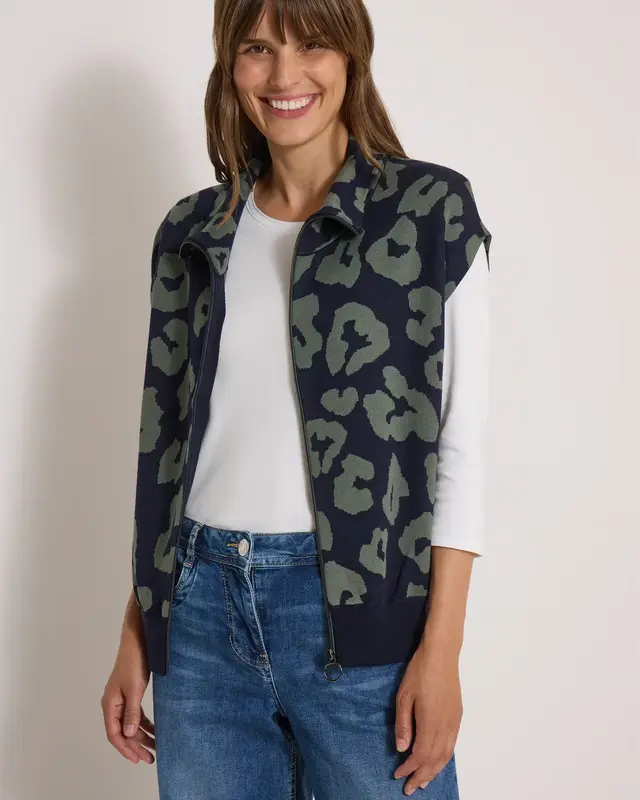 Cecil Vest met Kraag en Rits - Urban Dark Blue