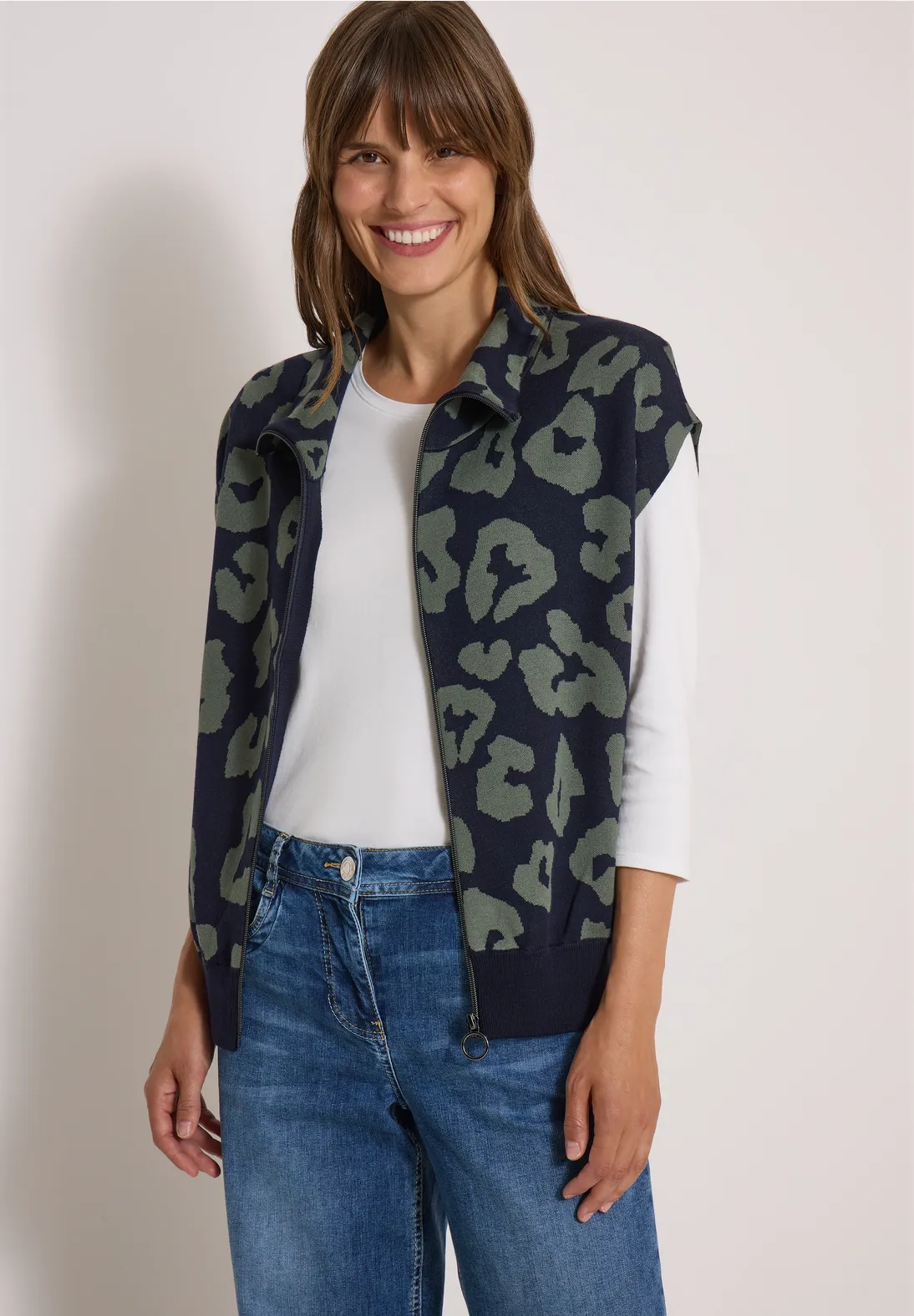 Cecil Vest met Kraag en Rits - Urban Dark Blue