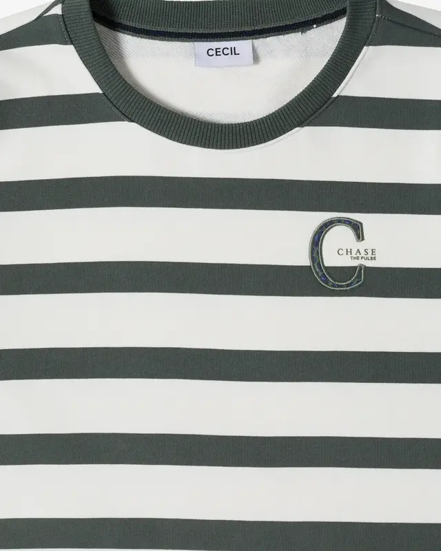 Cecil Streifen Sweatshirt - Dried Olive Green