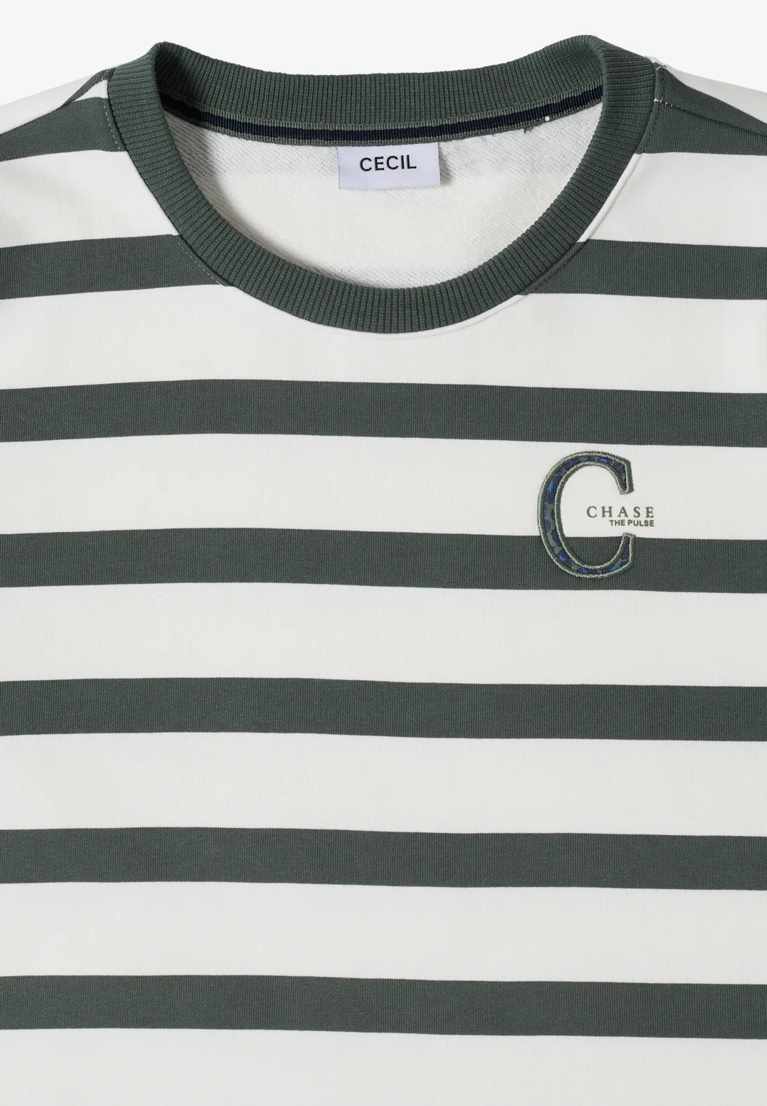 Cecil Gestreept Sweatshirt - Dried Olive Green