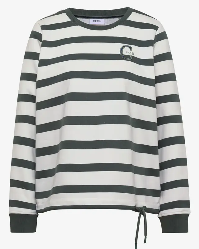 Cecil Streifen Sweatshirt - Dried Olive Green