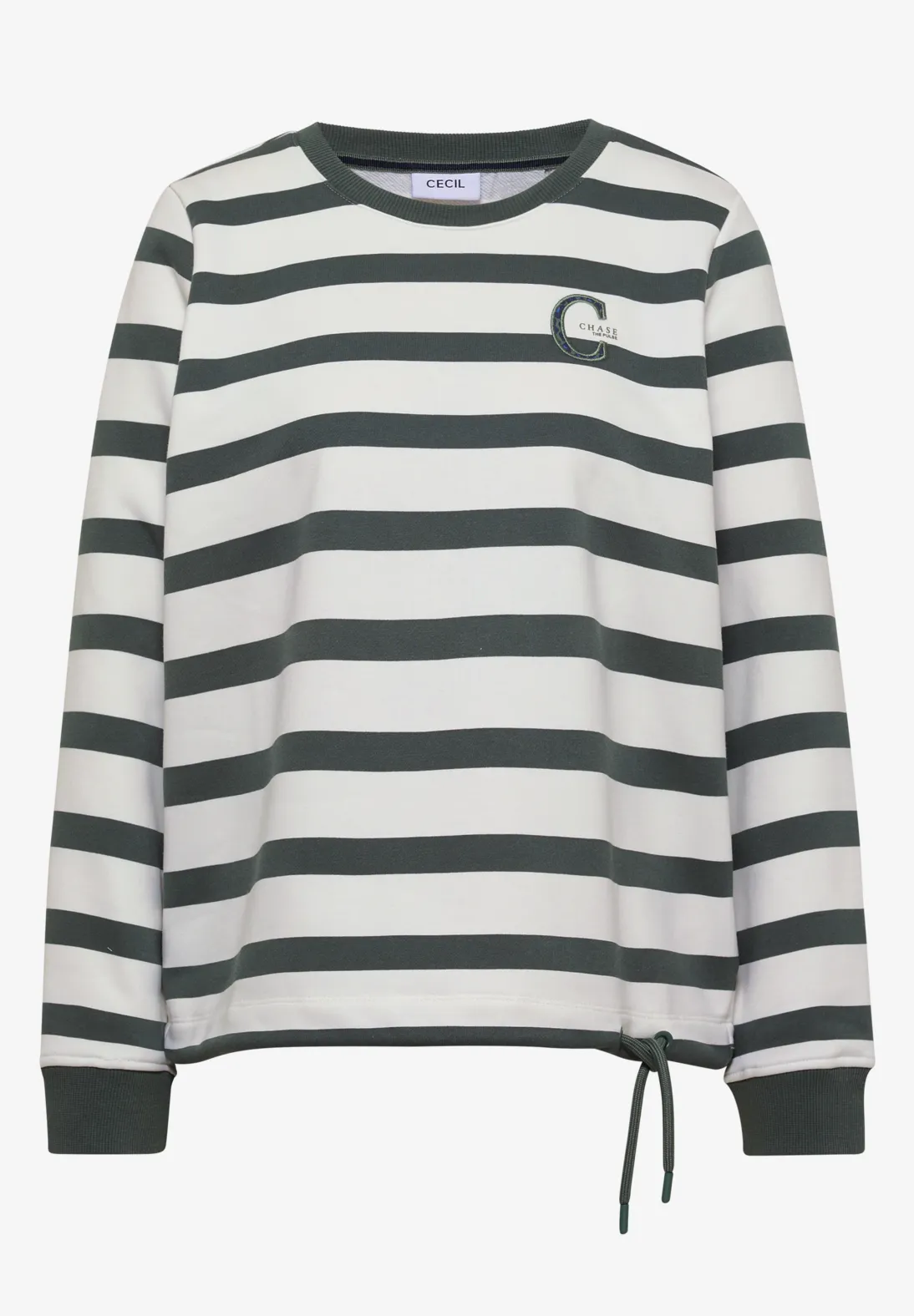 Cecil Striped Sweatshirt - Dried Olive Green