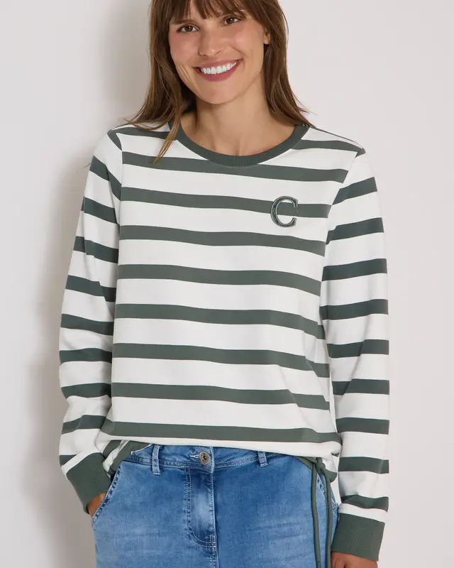 Cecil Striped Sweatshirt - Dried Olive Green