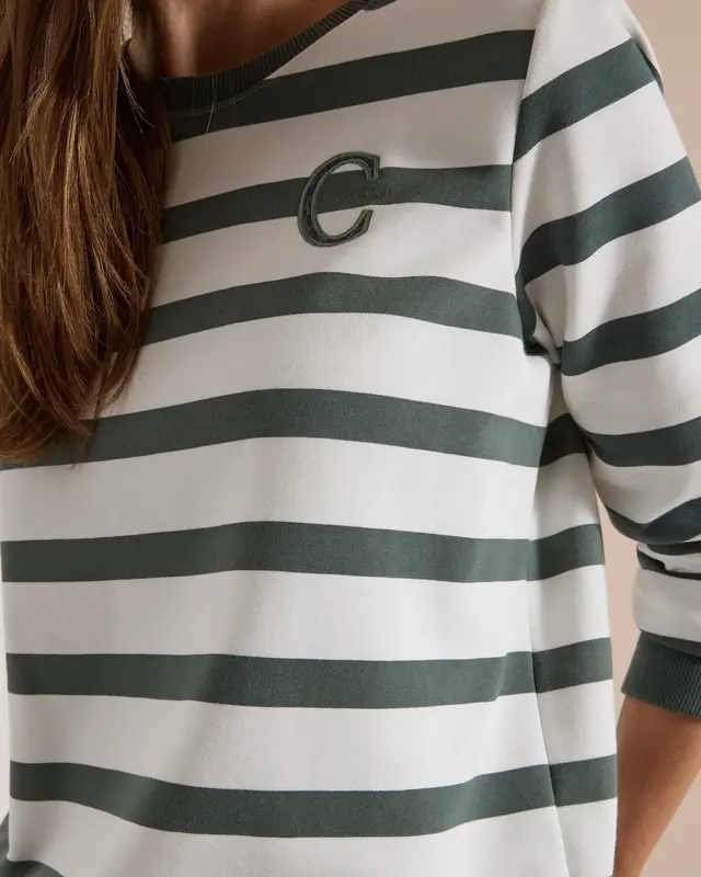Cecil Gestreept Sweatshirt - Dried Olive Green