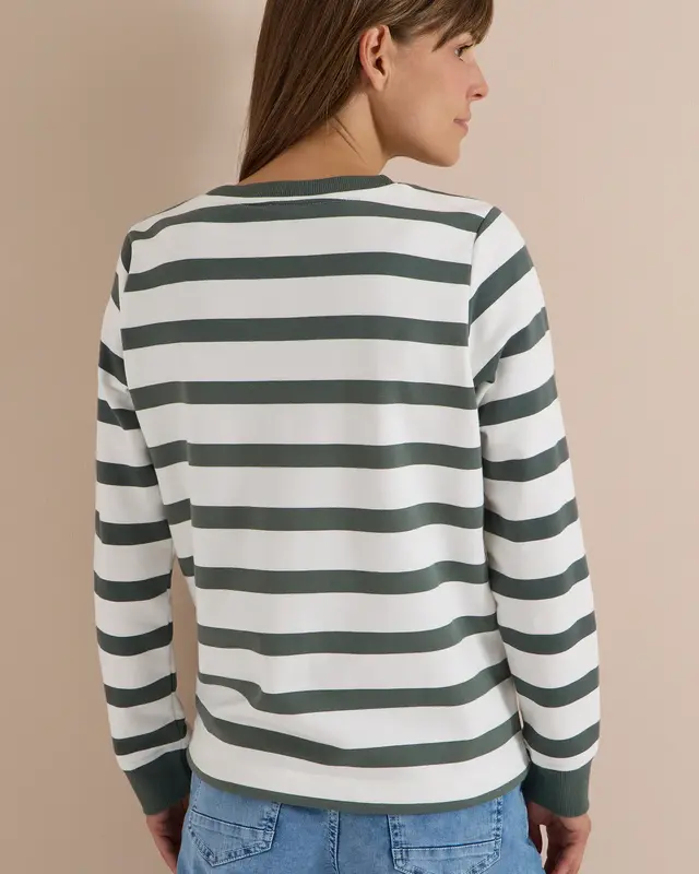 Cecil Gestreept Sweatshirt - Dried Olive Green