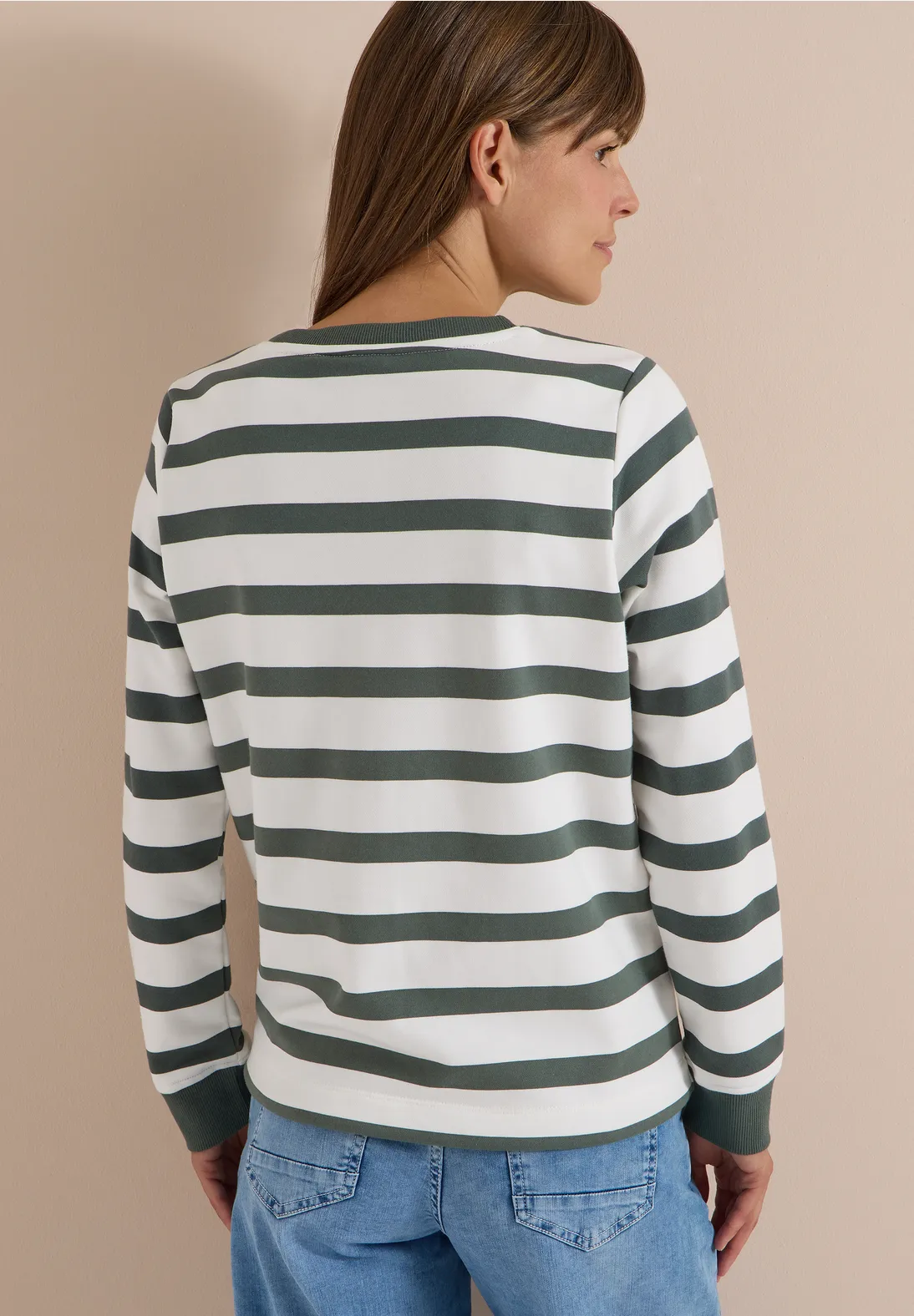 Cecil Gestreept Sweatshirt - Dried Olive Green