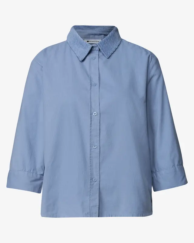 Street One Cord Mix Bluse - Northern Blue