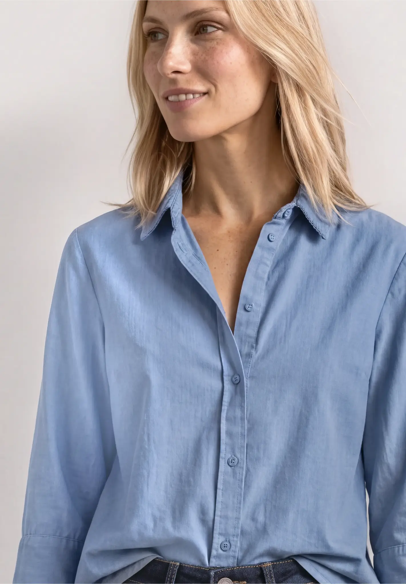 Street One Corduroy Mix Blouse - Northern Blue