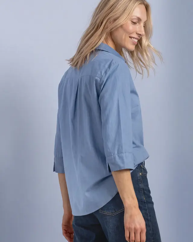Street One Cord Mix Bluse - Northern Blue